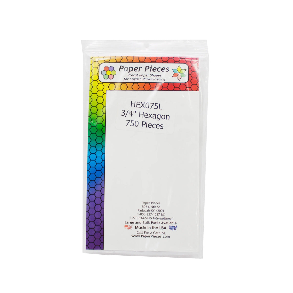 Paper Piece Hexagon Pack 3/4in 750pc