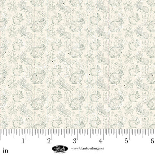 Parisian Snippets Digital Blue Bunnies Cotton 44"/45" Fabric Per Yard