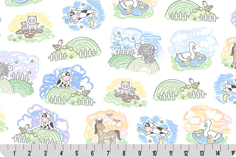 Pastel Goodnight Farm Lullaby Quilting Cuddle Fabric Per Yard