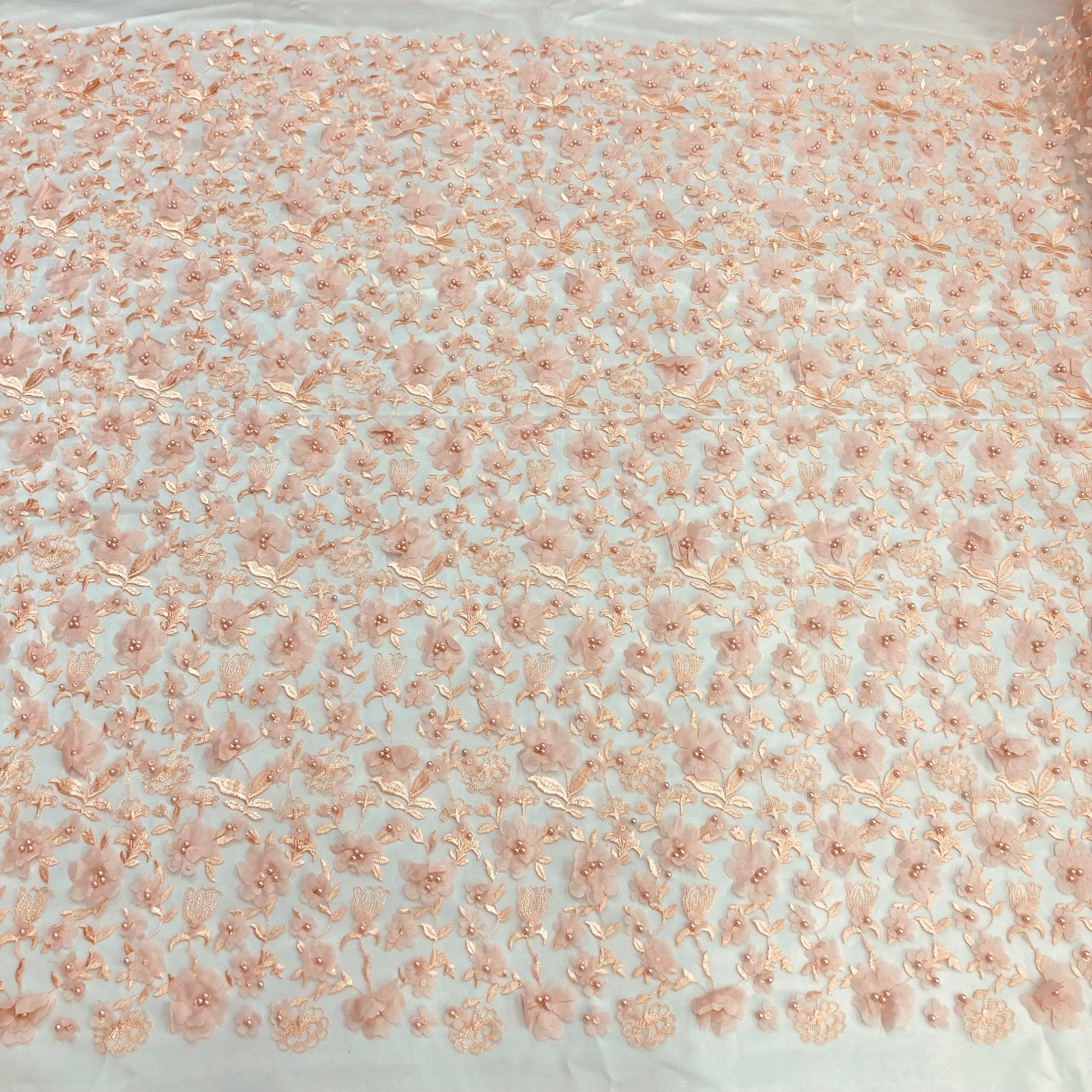 Beaded 3D Floral Lace Fabric – For Bridal, Quinceañera & Dance Dresses | Lace USA - GD-241