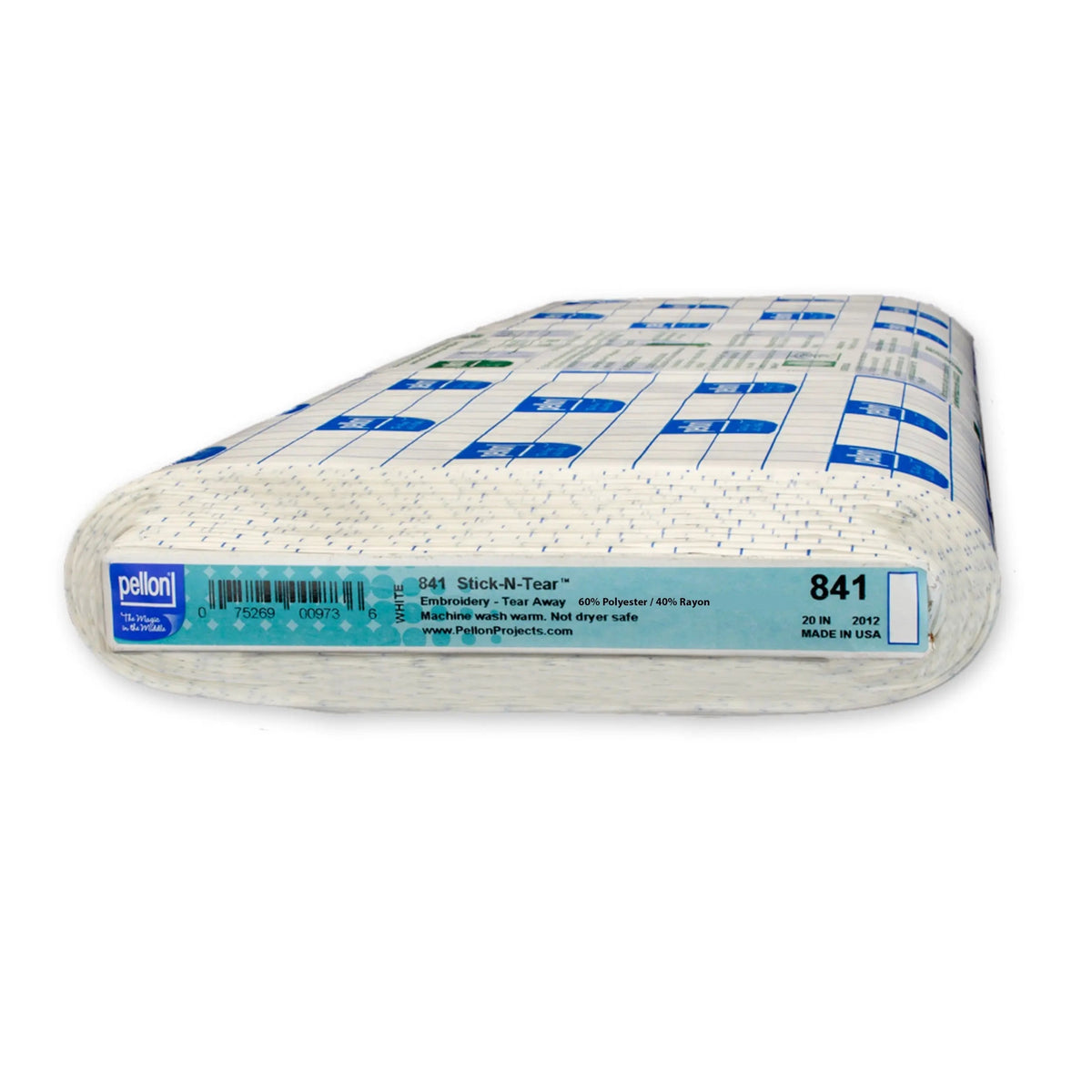 Pellon® 841 Stick-N-Tear™ Stabilizer 20" x 10 yards Bolt. Color: White.
