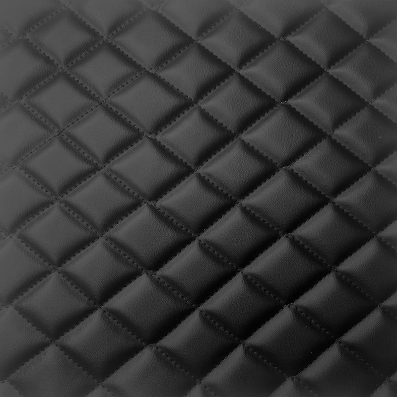 Black Diamond Quilted Foam Backed Faux Leather Vinyl Fabric