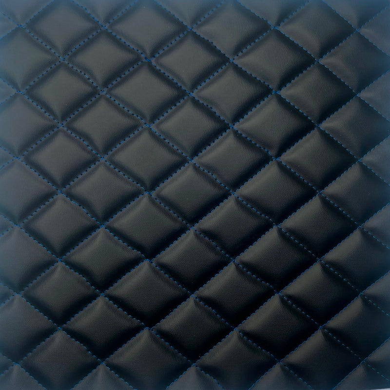 Royal Blue | Black Diamond Quilted Foam Backed Faux Leather Vinyl Fabric