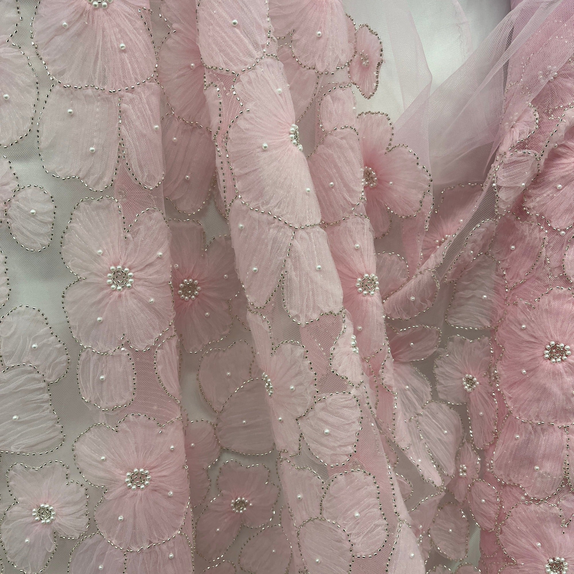 Beaded 3D Floral Lace Fabric for Bridal, Quinceañera & Dance Dresses | Lace USA - GD-216