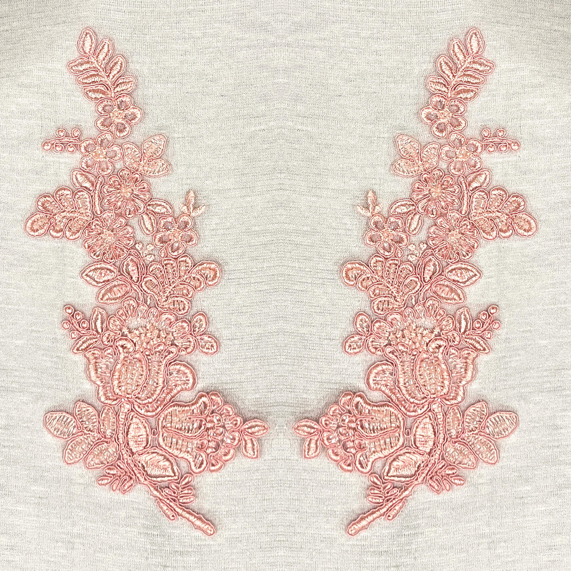 Beaded & Corded Floral Lace Applique Embroidered on 100% Polyester Net Mesh | Lace USA - 91398N-BP