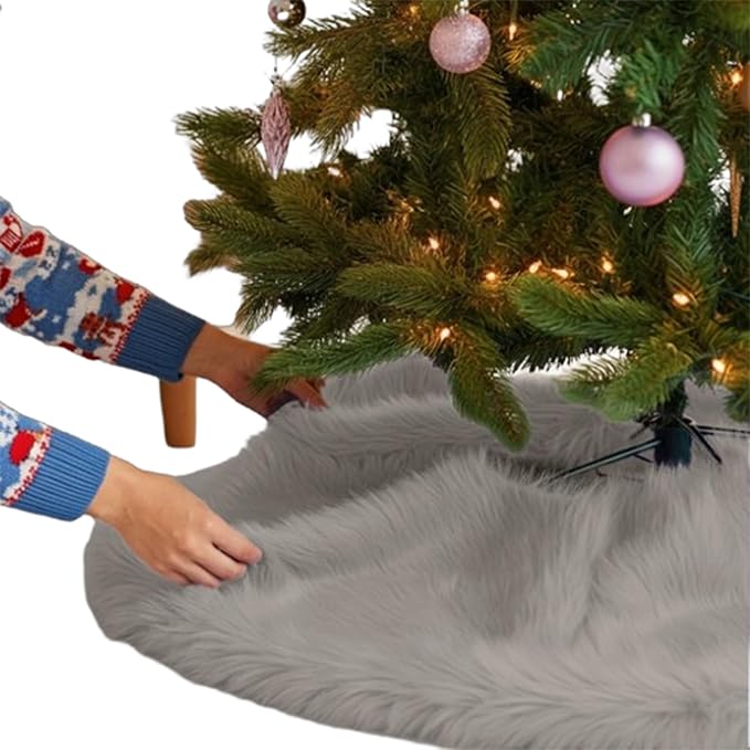 Premium Faux Fur Christmas Tree Skirt - 30" | Holiday Decorations