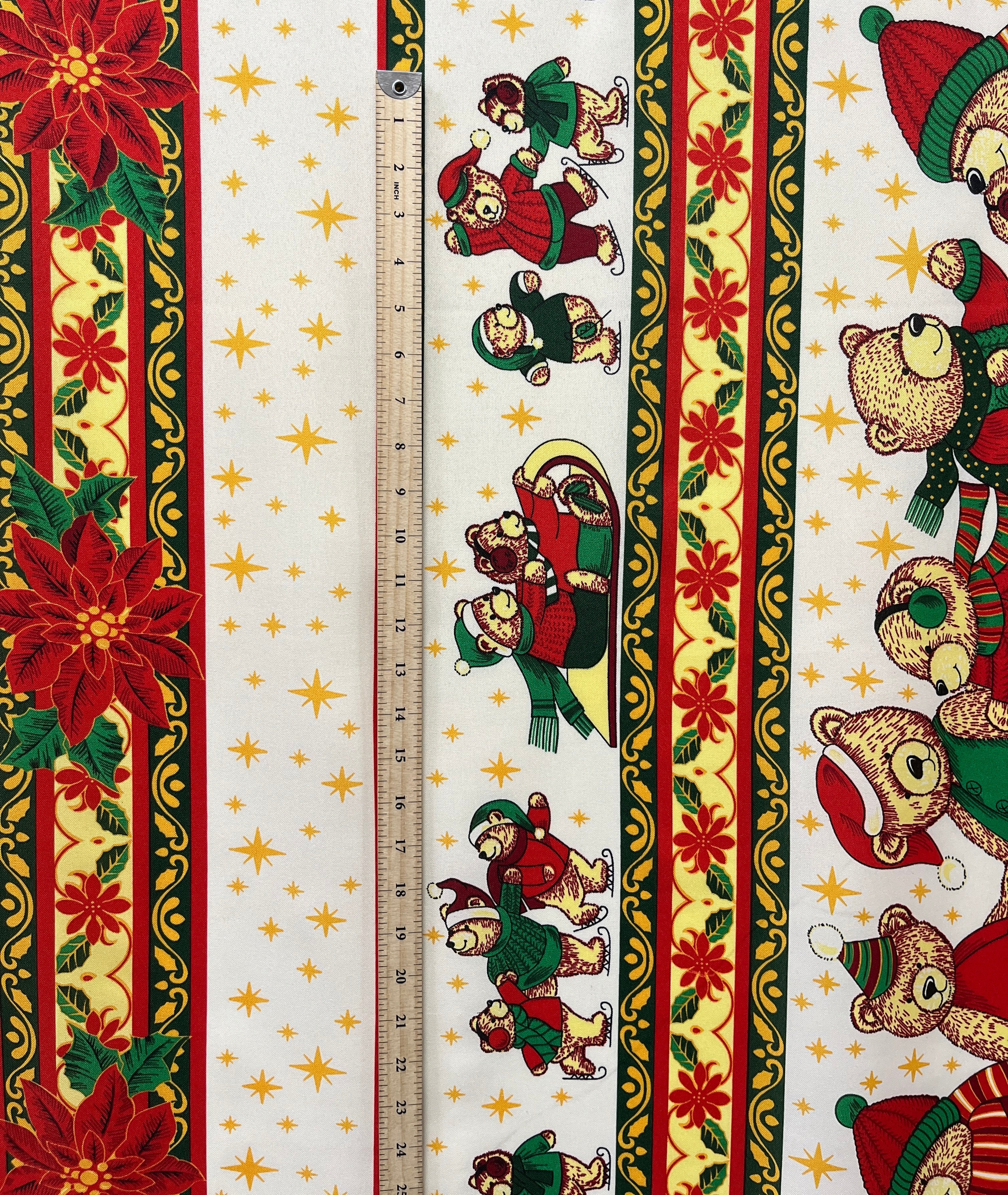 Poinsettia Bears Polyester Fabric | Islands Fabric