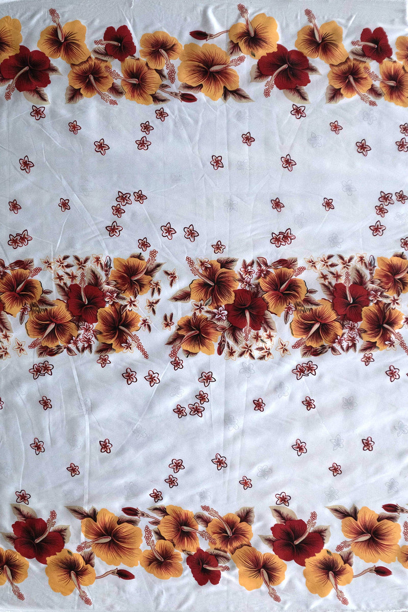 Hibiscus Triple Border Polyester Fabric | Islands Fabric