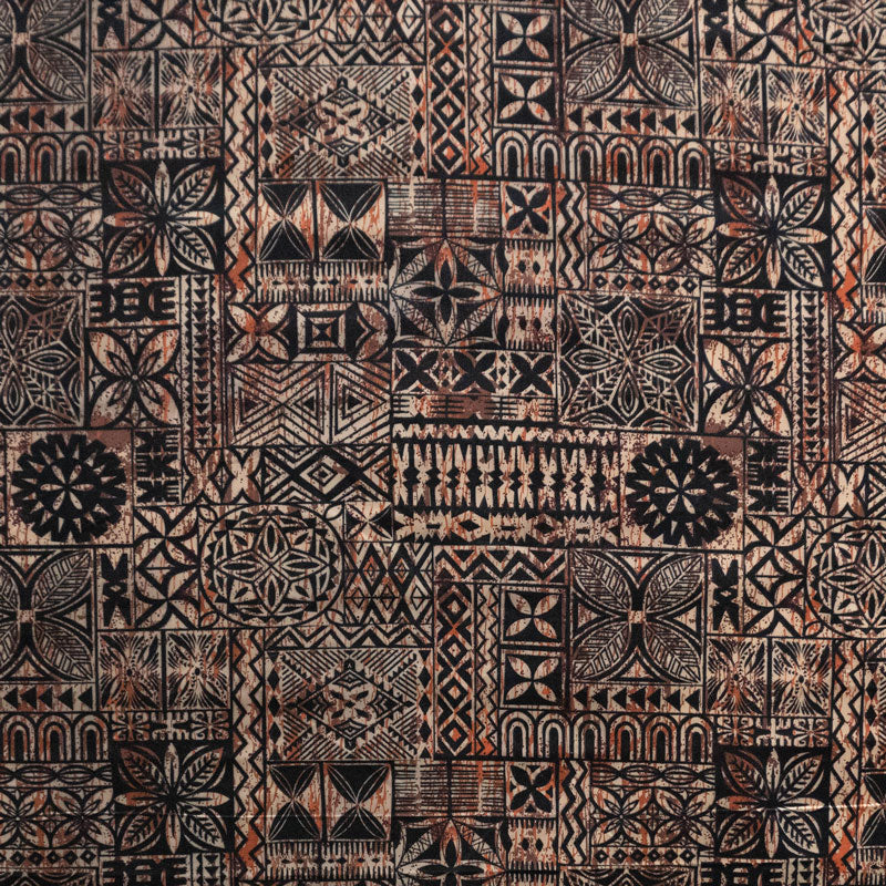 Traditional Polynesian Tapa design Fabric | Polyester  | Spandex Palace