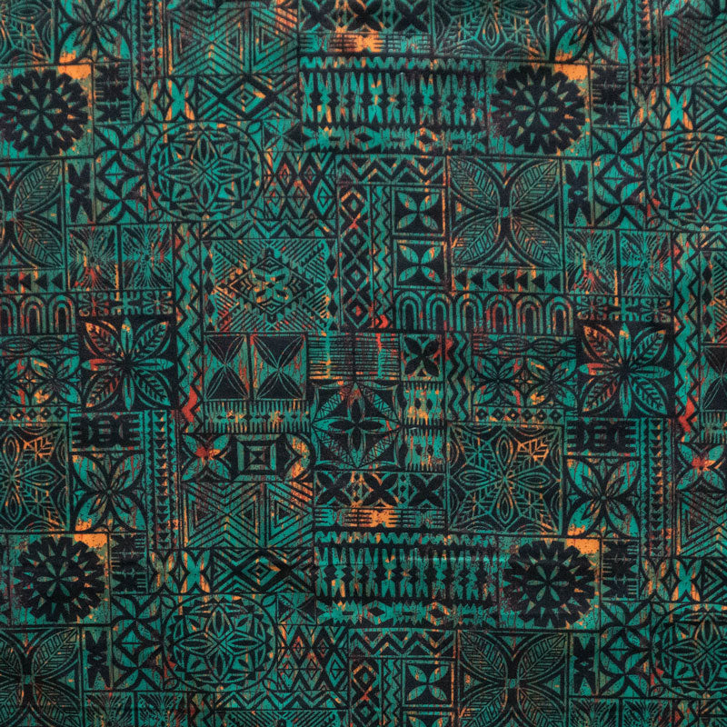 Traditional Polynesian Tapa design Fabric | Polyester  | Spandex Palace