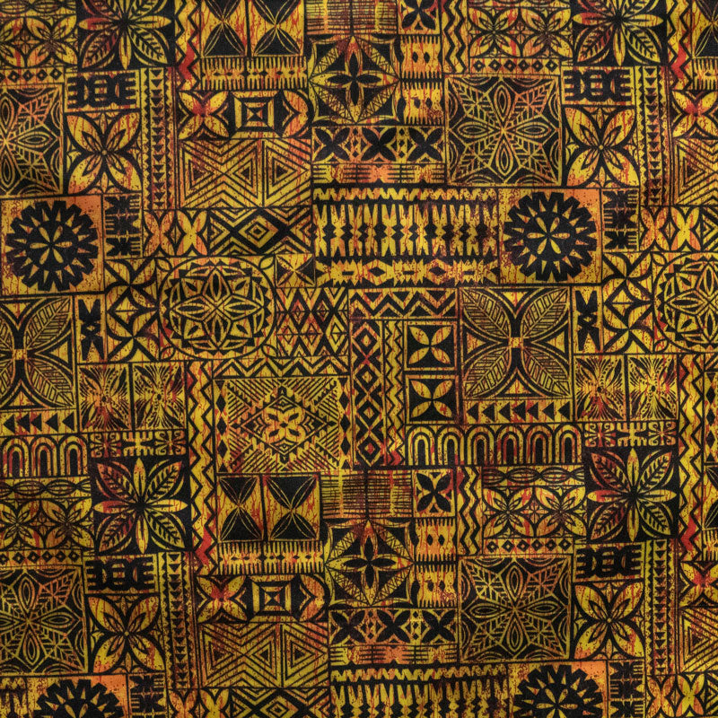 Traditional Polynesian Tapa design Fabric | Polyester  | Spandex Palace