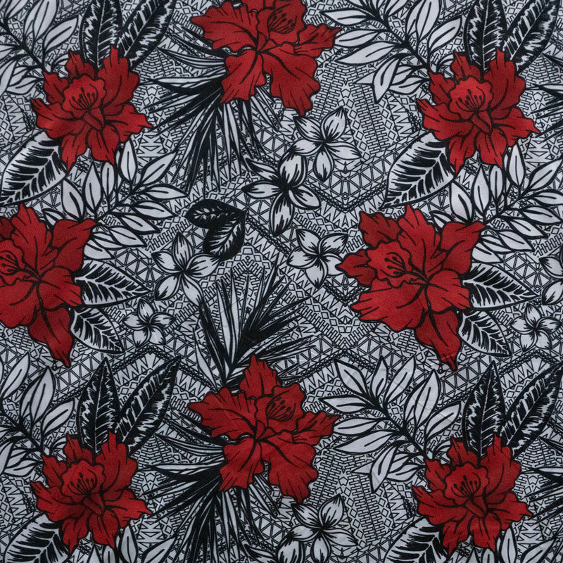 All Over Tropical Flowers & Leaves Polyester Fabric | Islands Fabric