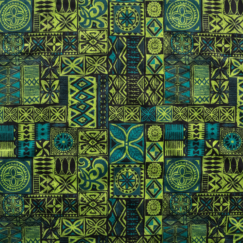 Traditional Polynesian Tapa design Fabric | Polyester  | Spandex Palace