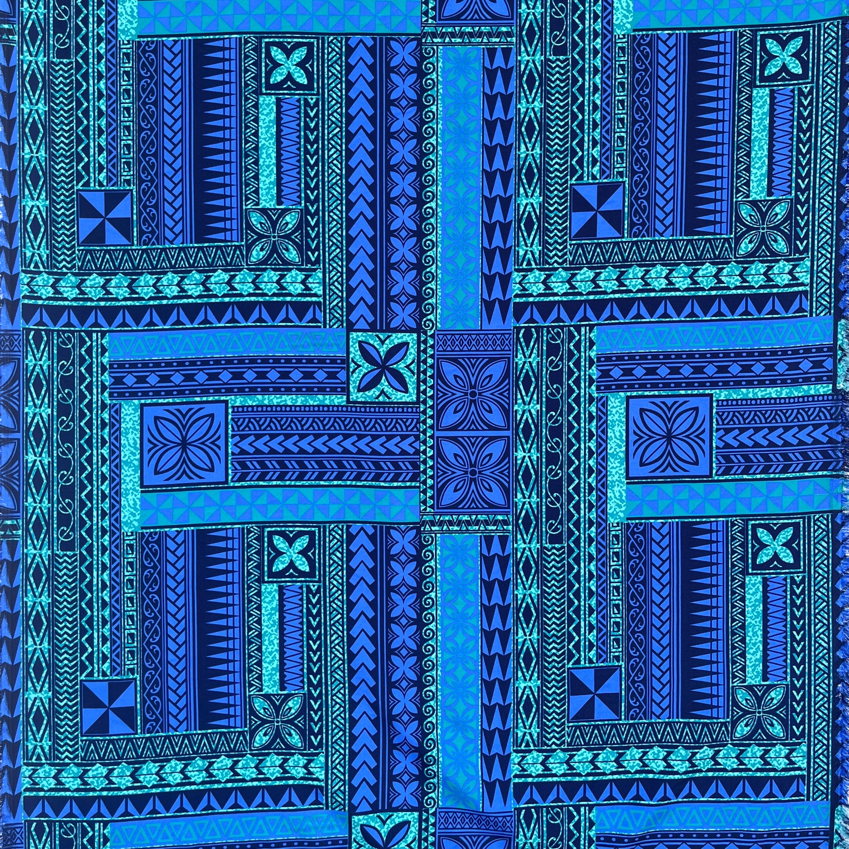 Polynesian Geometric Symmetrical design Peachskin Fabric | Islands Fabric