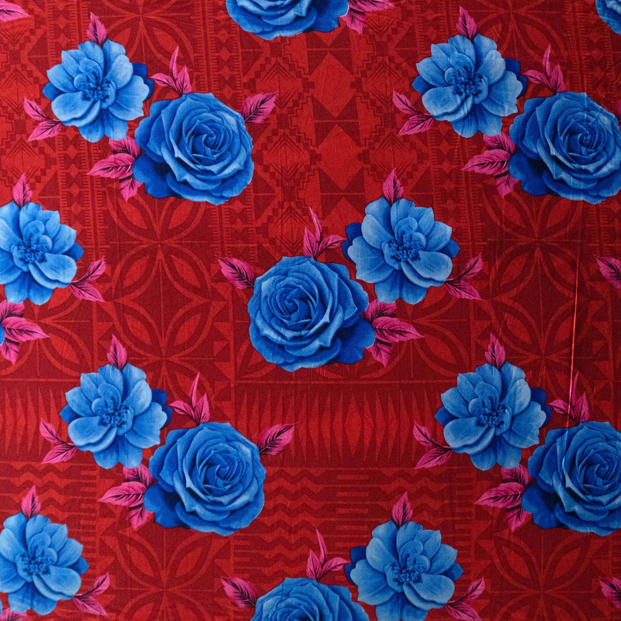 Polynesian Rose Geometric design Fabric | Peachskin