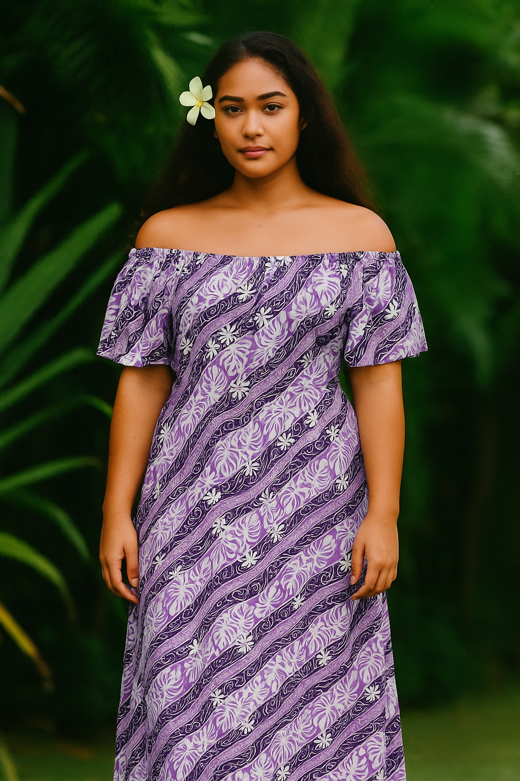 Tiare Monstera Traditional Tattoo Poly Cotton Fabric | Islands Fabric