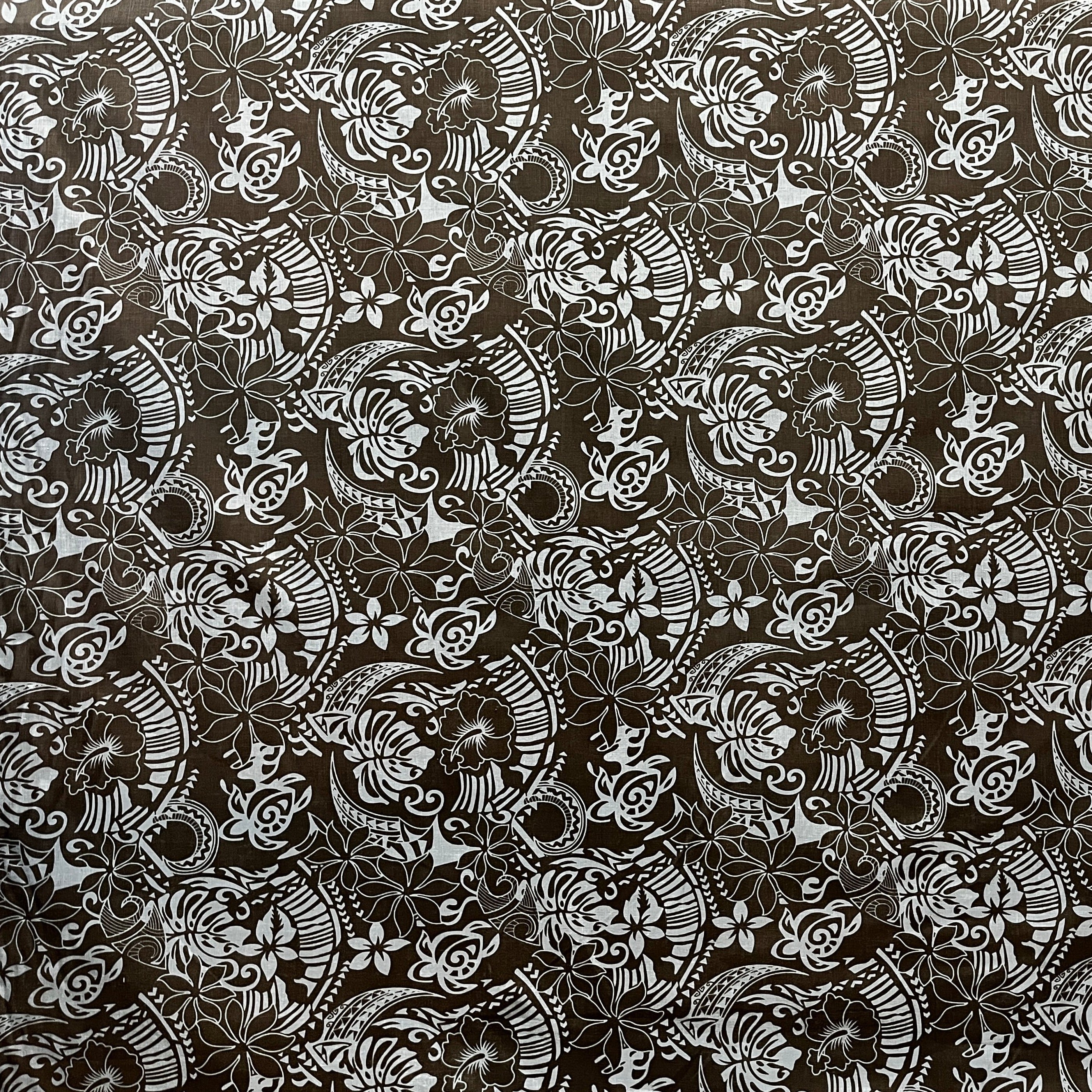 Polynesian Tribal Print Fabric Chambray (Denim Look) | Islands Fabric