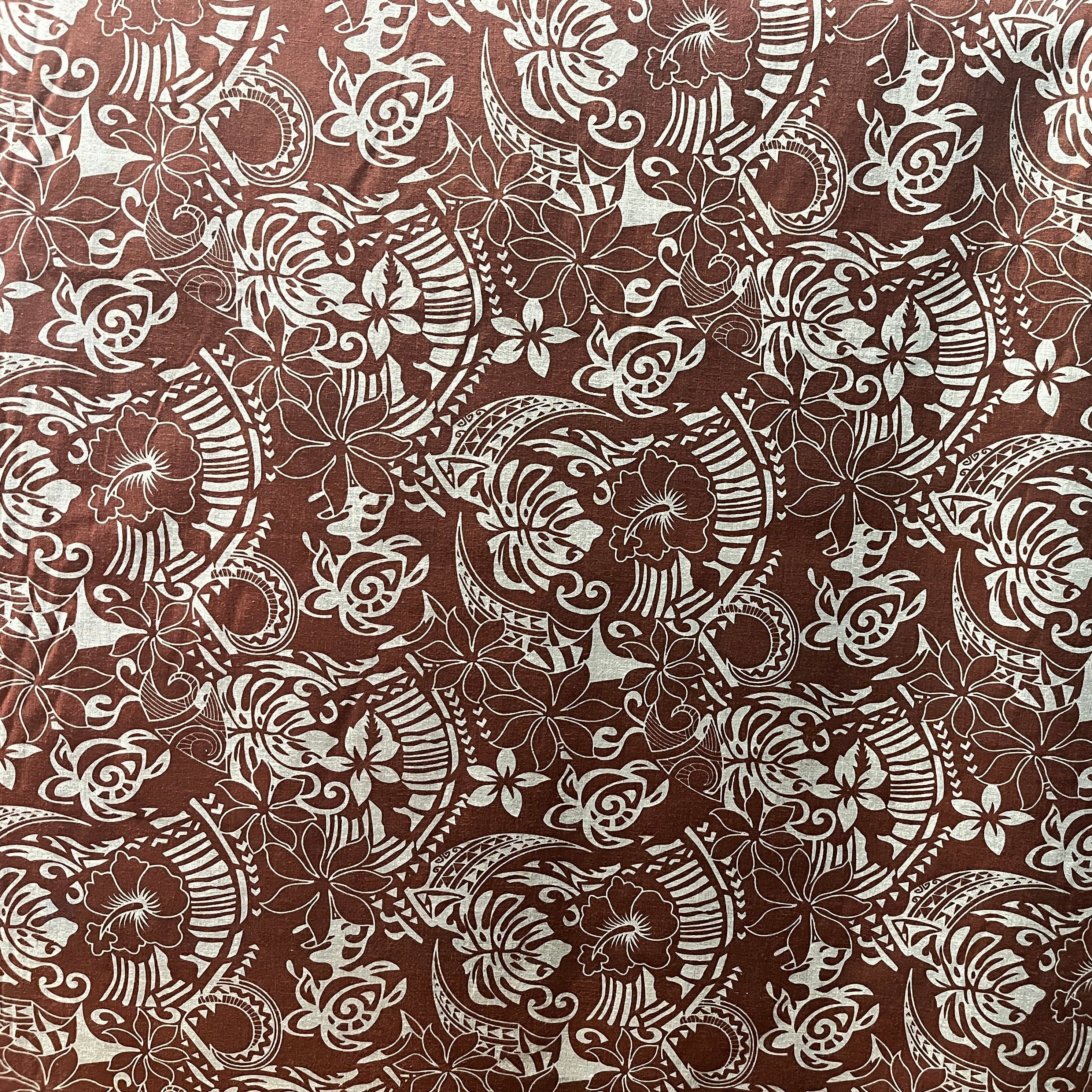 Polynesian Tribal Print Fabric Chambray (Denim Look) | Islands Fabric