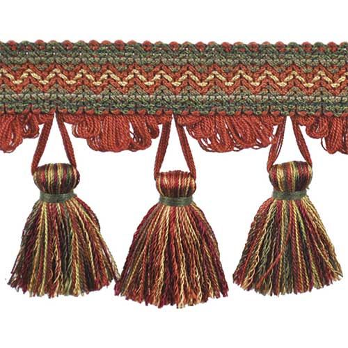 Pompeii Collection - 3 1/2" length TASSEL FRINGE (25 Yard Roll) - BF-4094-83/10 Mocha and Brown