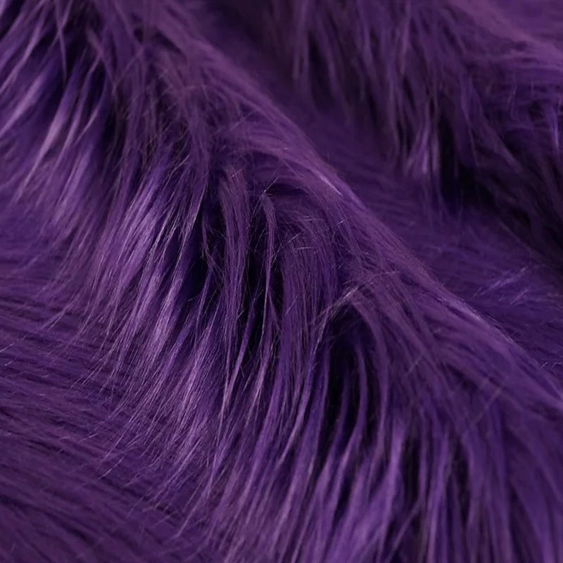 Purple Shaggy Long Pile Faux Fur Fabric (4")