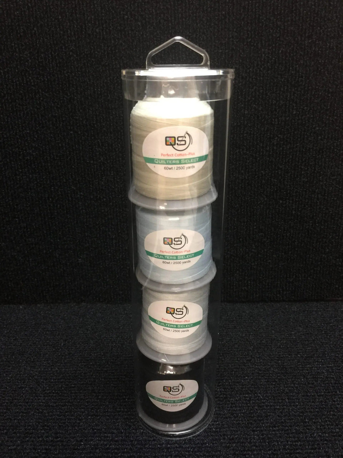 Quilters Select Thread - Tube of 4 colors 2500 YD - ANTIQUE FAIRYD NIMBUS BLACK