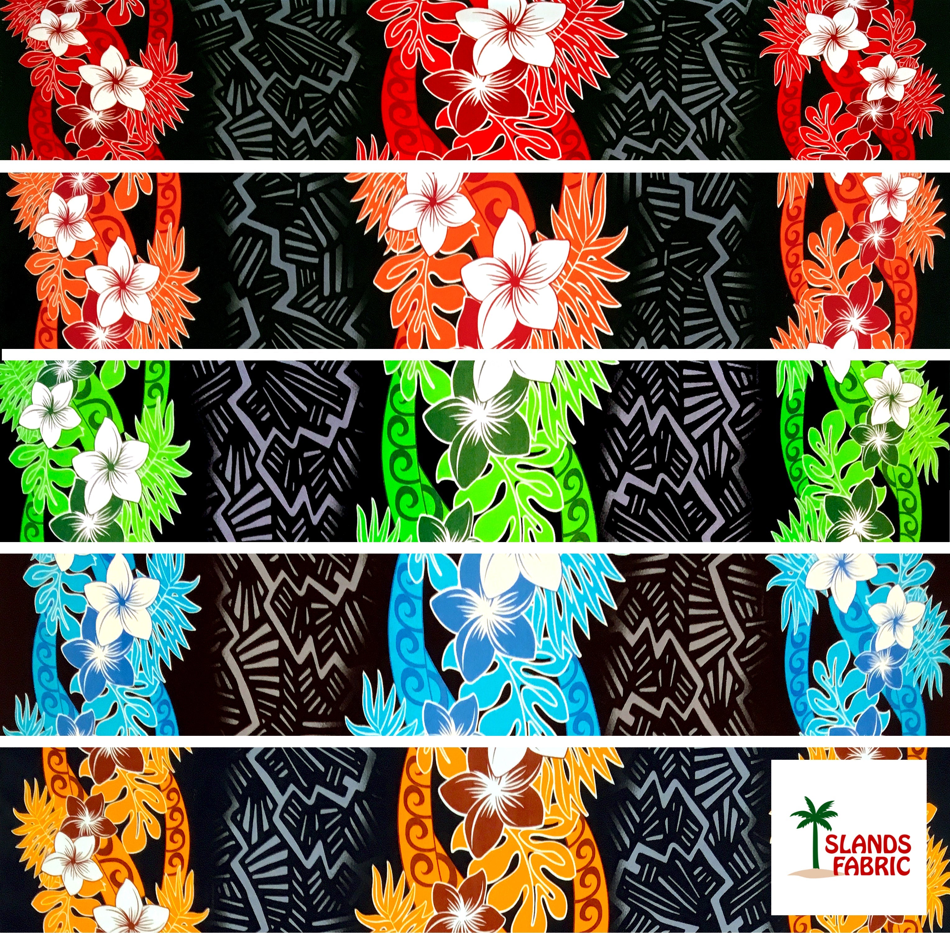 Triple Tropical Border Rayon Fabric | Islands Fabric