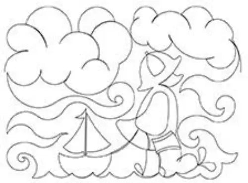 239 Rainy Day Duck And Sailboat Pantograph by Linda V. Taylor
