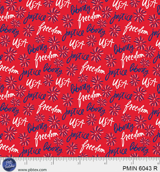 Red Patriotic Minis PMIN-6043-R Cotton 44/45 Fabric Per Yard