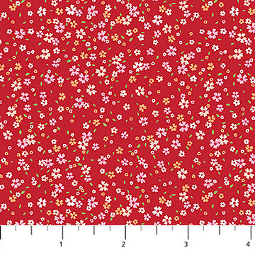 Red Petal Drift Pocket Posies Cotton 44"/45" Fabric Per Yard