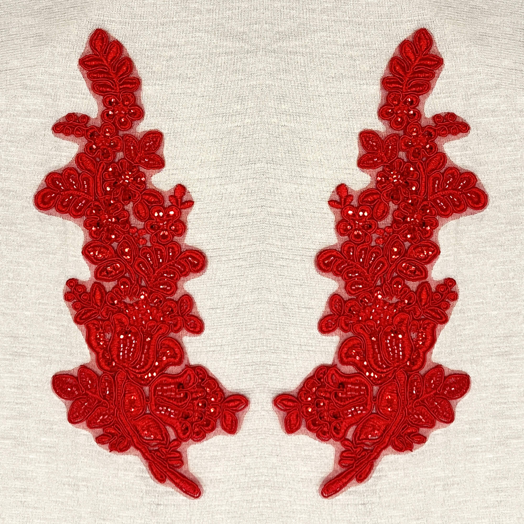 Beaded & Corded Floral Lace Applique Embroidered on 100% Polyester Net Mesh | Lace USA - 91398N-BP