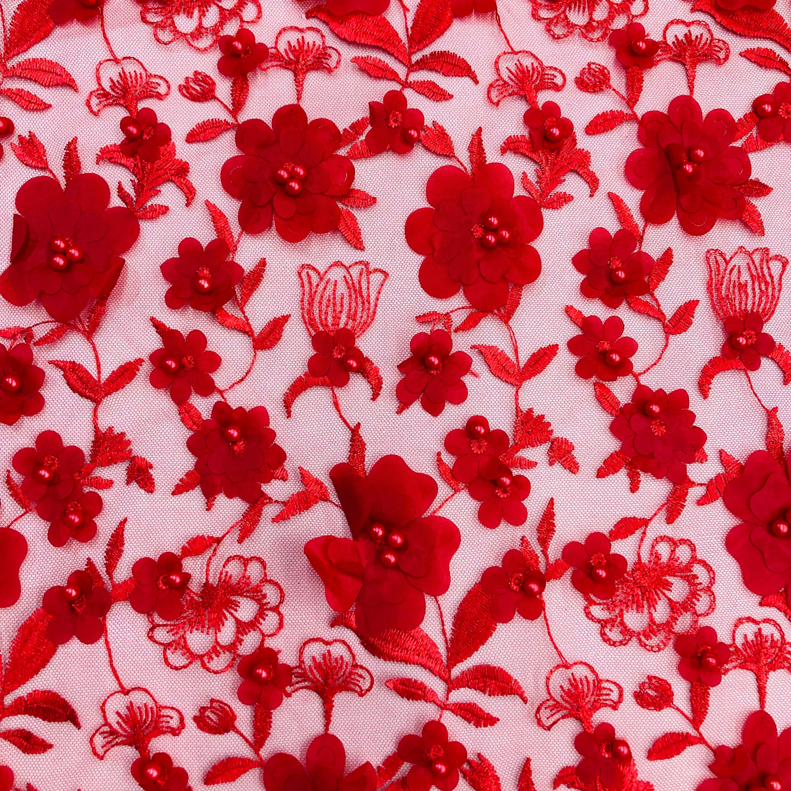 Beaded 3D Floral Lace Fabric – For Bridal, Quinceañera & Dance Dresses | Lace USA - GD-241