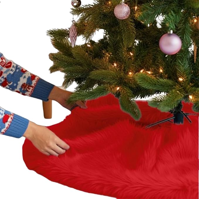 Premium Faux Fur Christmas Tree Skirt - 30" | Holiday Decorations