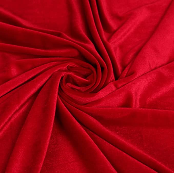 Stretch Velvet Fabric by the Yard – Red | 58/60” Wide
