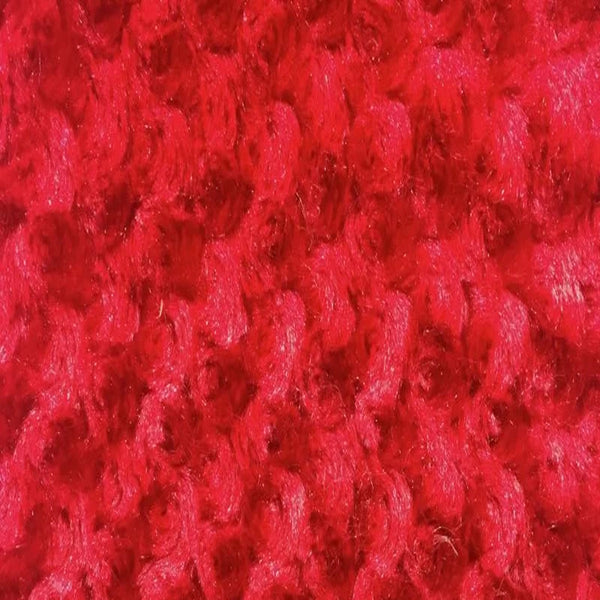 Red Swirl Rosebud Faux Fur Fabric