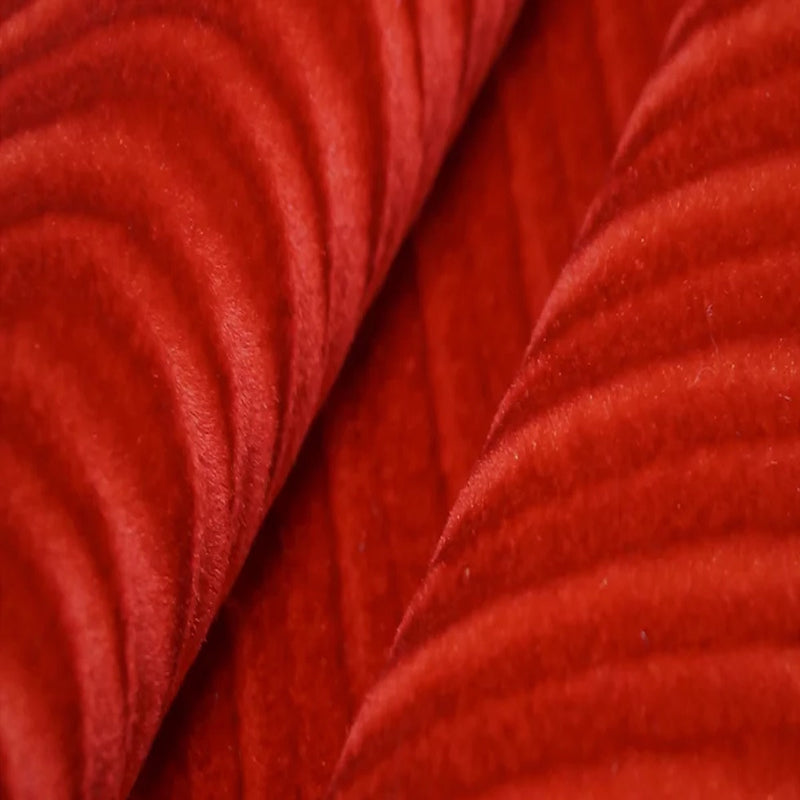 Red Swirl Velvet Flocking Fabric