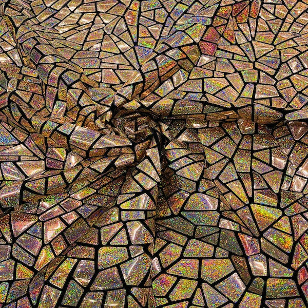 Shattered Glassed Metallic Foil Stretch Velvet Fabric