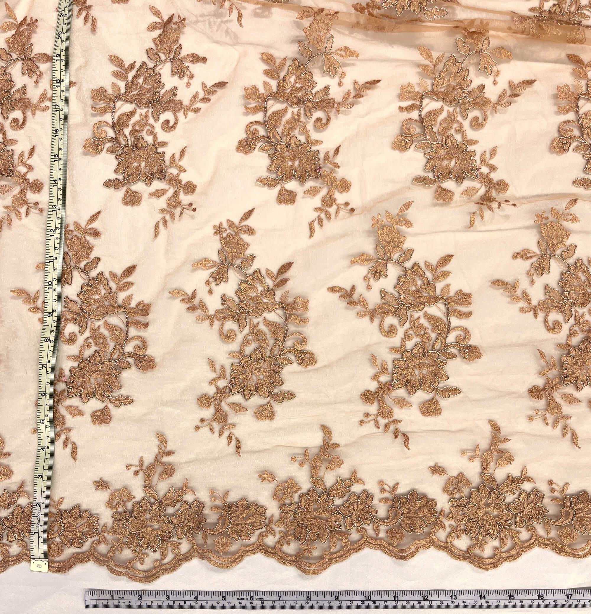 Corded Floral Lace Fabric with Scalloped Edges – Bridal & Dress Lace | Lace USA - 97154W