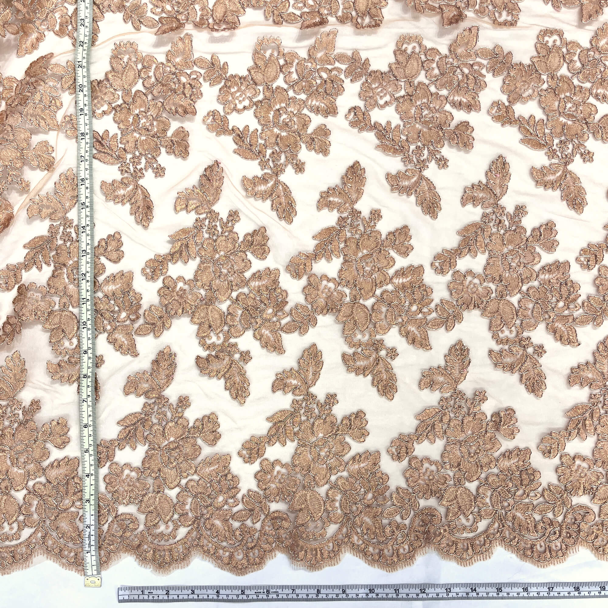 Corded Bridal Lace Fabric Embroidered on 100% Polyester Net Mesh | Lace USA - 95409W