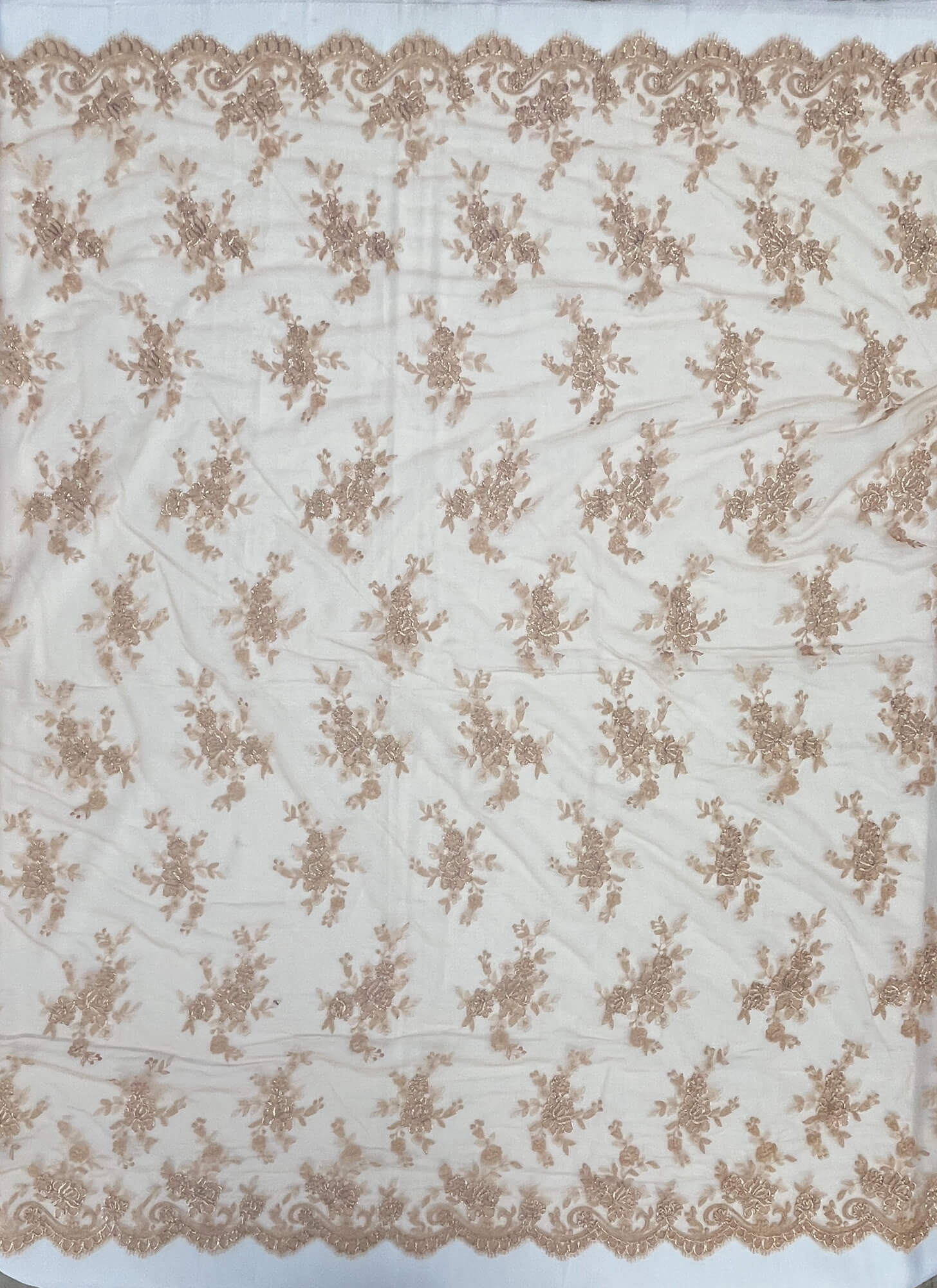 Corded Bridal Lace Fabric Embroidered on 100% Polyester Net Mesh | Lace USA - 96517W