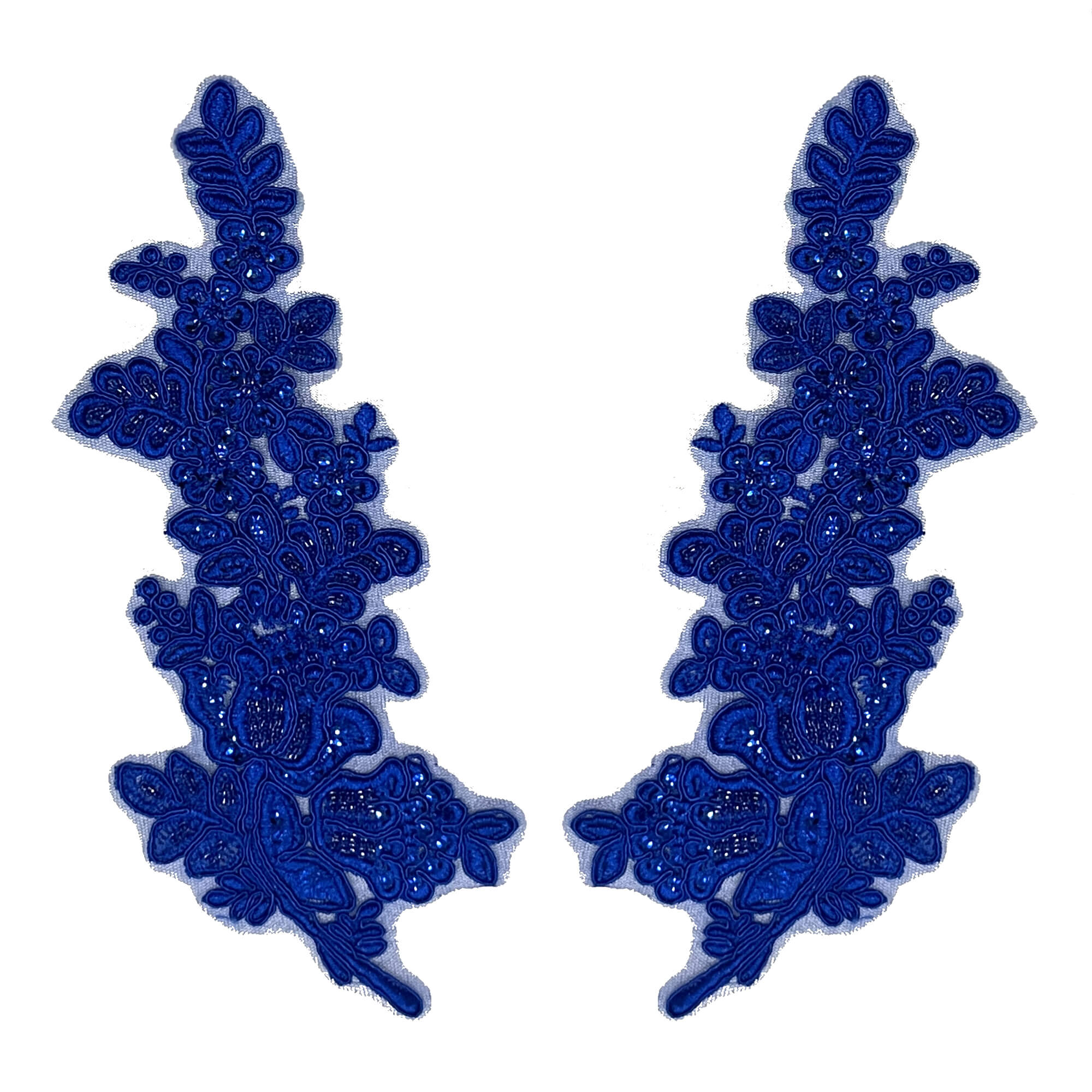Beaded & Corded Floral Lace Applique Embroidered on 100% Polyester Net Mesh | Lace USA - 91398N-BP