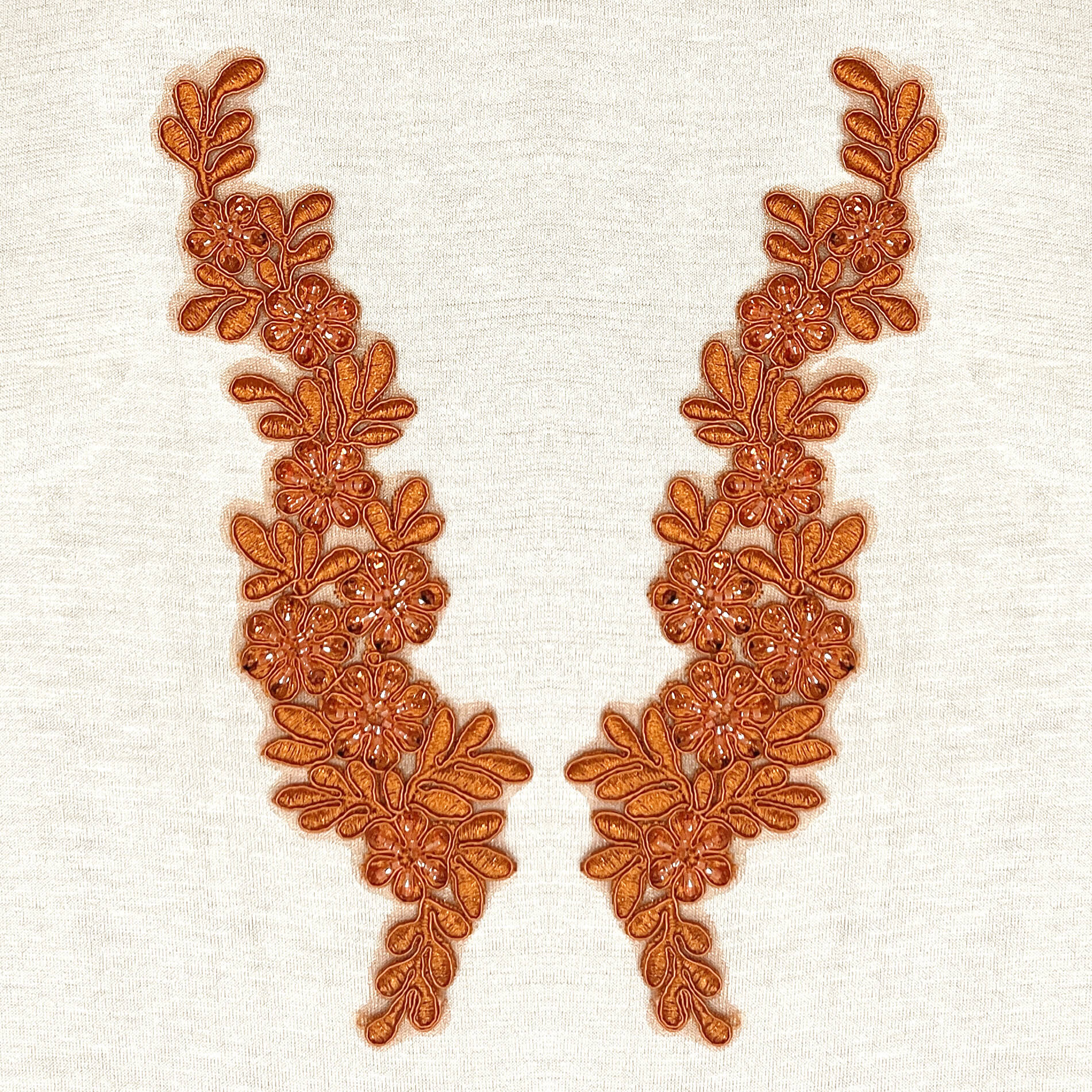 Beaded & Corded Floral Lace Applique Embroidered on 100% Polyester Net Mesh | Lace USA - 95969W-HB
