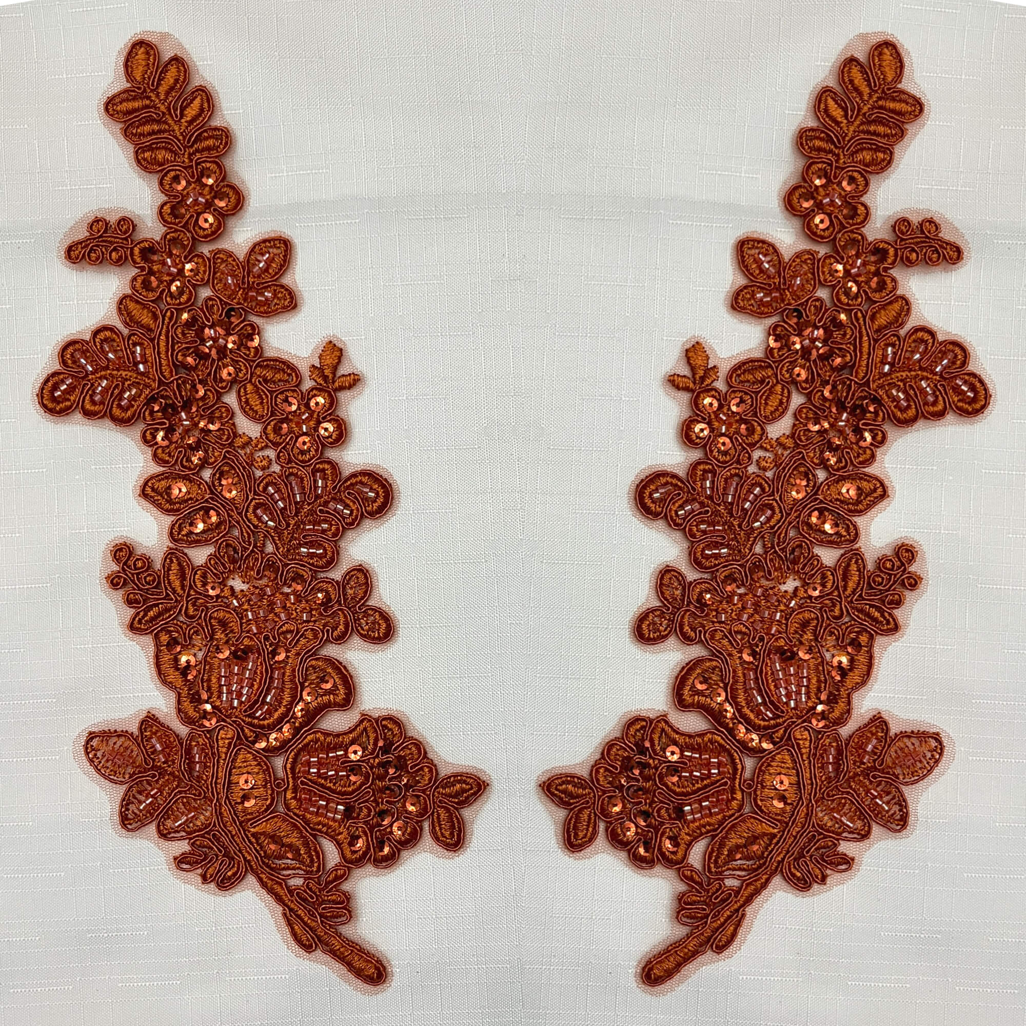 Beaded & Corded Floral Lace Applique Embroidered on 100% Polyester Net Mesh | Lace USA - 91398N-BP