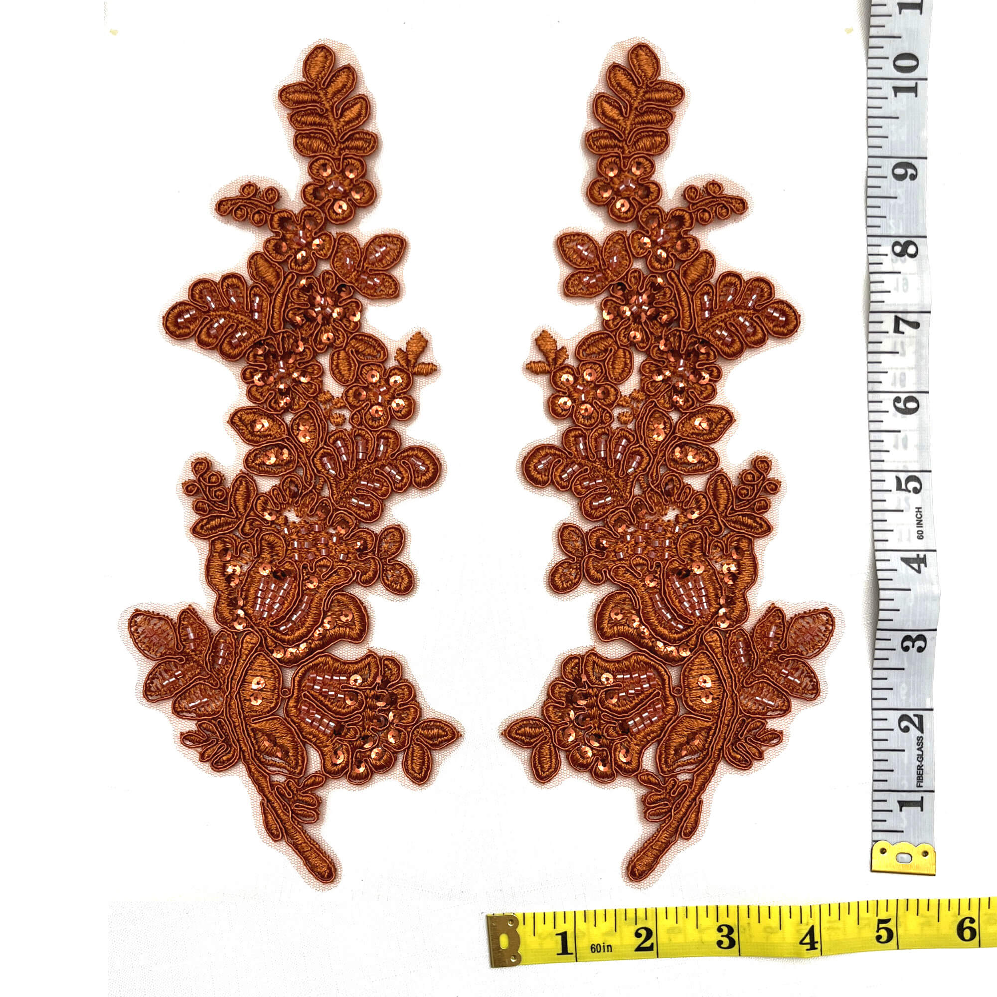 Beaded & Corded Floral Lace Applique Embroidered on 100% Polyester Net Mesh | Lace USA - 91398N-BP