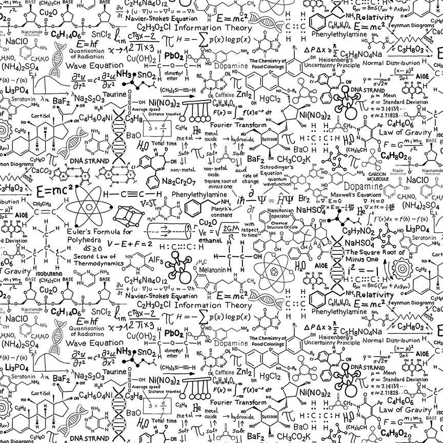 White Scientific Formulas Cotton 44"/45" Fabric Per Yard