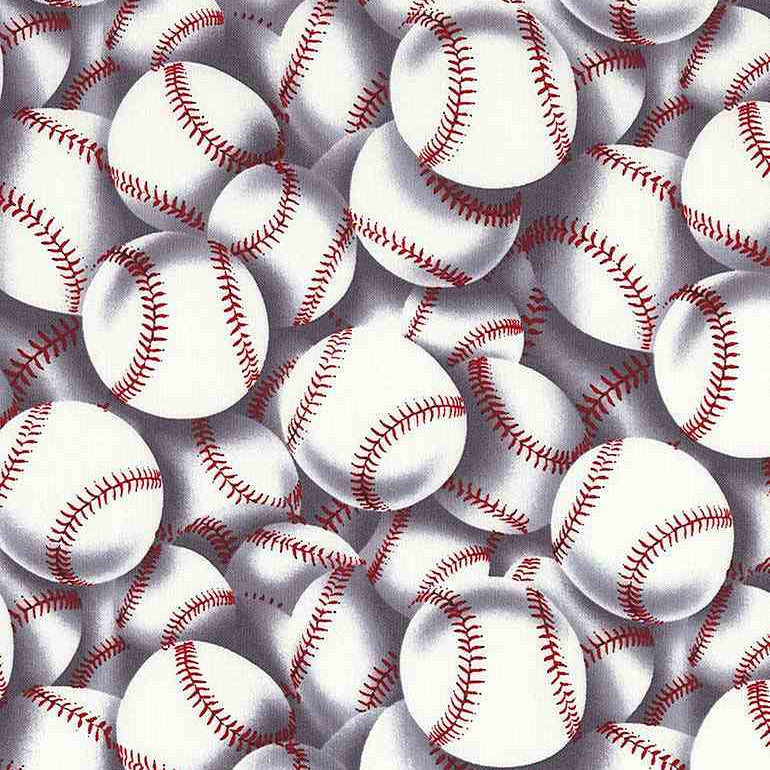 White Packed Baseballs Fitness Fanatic 44"/45" Fabric Per Yard
