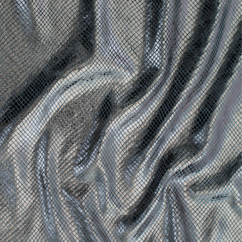 Stretch Velvet Fabric With Foiled Diamond Snake Foil | Spandex Palace Charcoal