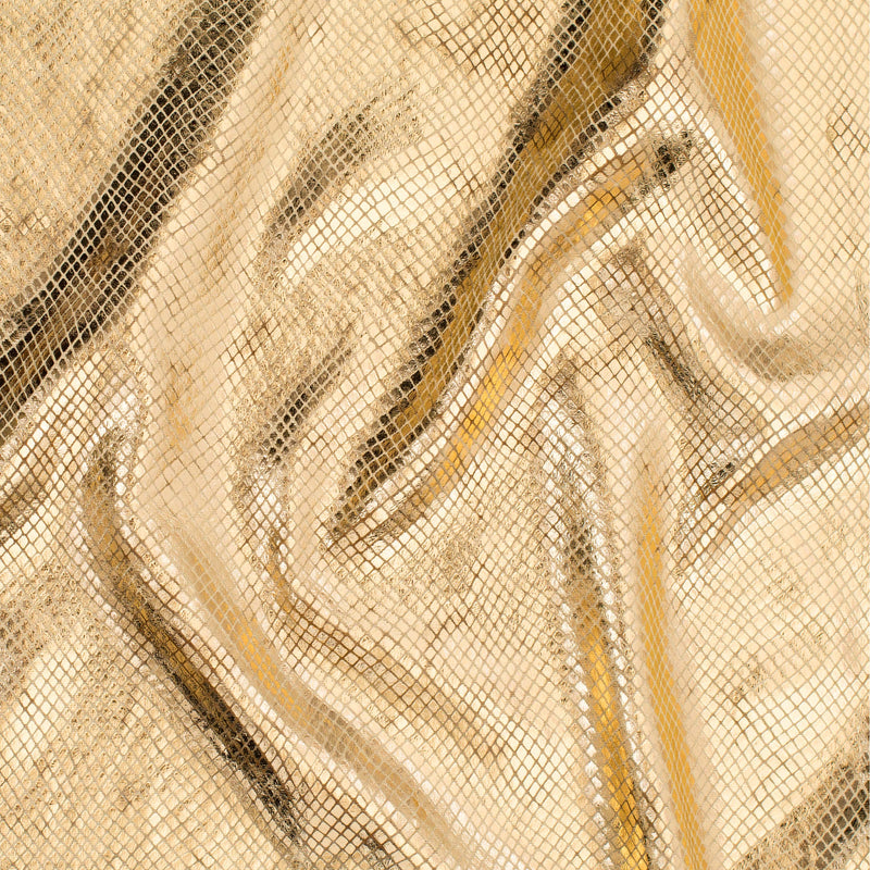 Stretch Velvet Fabric With Foiled Diamond Snake Foil | Spandex Palace Gold