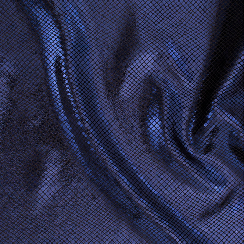 Stretch Velvet Fabric With Foiled Diamond Snake Foil | Spandex Palace Navy