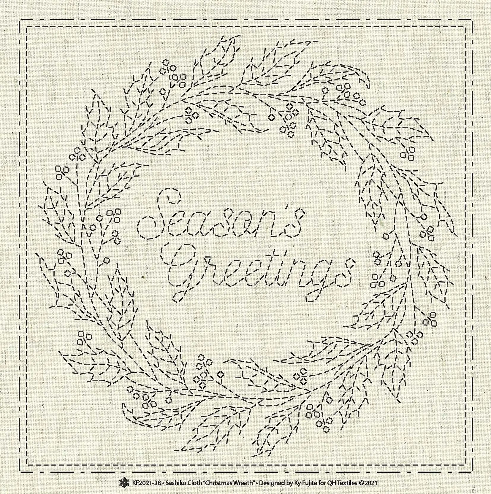 Sashiko Cloth Christmas Wreath