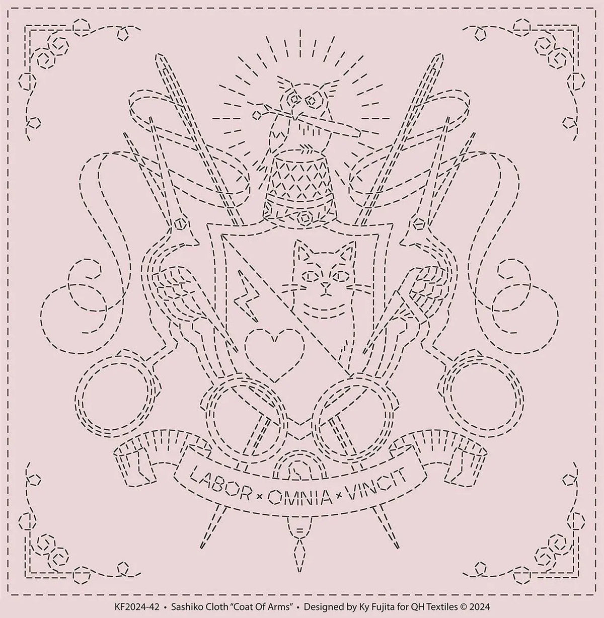 Sashiko Cloth Coat Of Arms Ash Pink